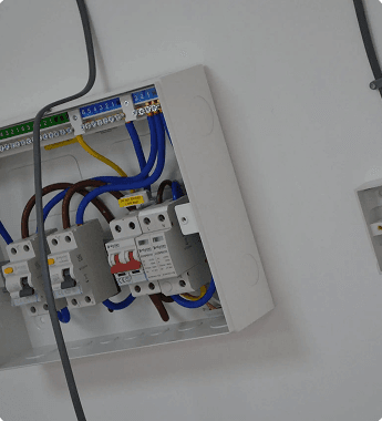 Electrical panel with breakers and wiring