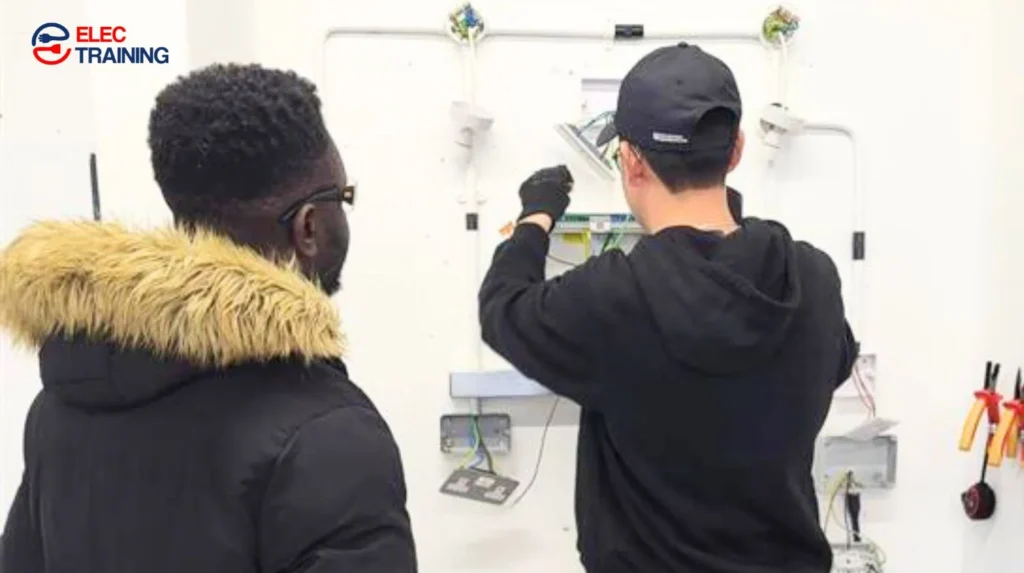 Adult learner with no electrical experience beginning hands-on training at Elec Training facility