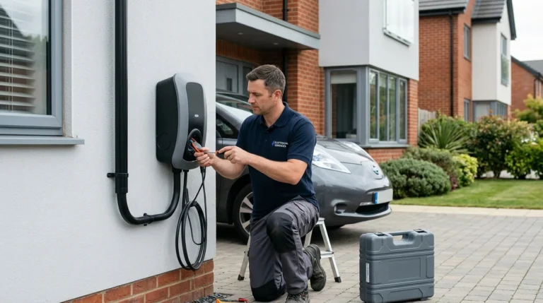 EV charger installed on residential property wall
